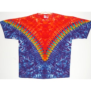 Tie Dye Shirt Funky Fire V Adult small medium large XL 2X 3X 4X 5X 6X T hippie art handmade Psychedelic Tye Dye short sleeve tall sizes
