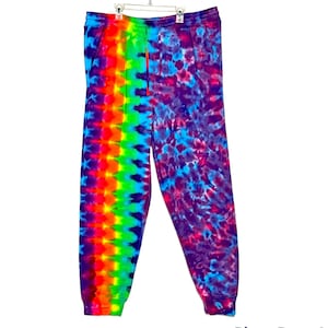 Tie Dye Sweatpants Psychedelic Neon Rainbow DNA pink blue purple Blotter art Fleece Joggers Adult small medium large XL 2XL hippie
