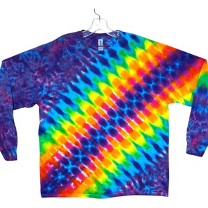Tie Dye Shirt | Neon Rainbow DNA Honeycomb / | Long Sleeve Handmade T-Shirt | small medium large XL 2X 3X 4X 5X 6X | Psychedelic Circus