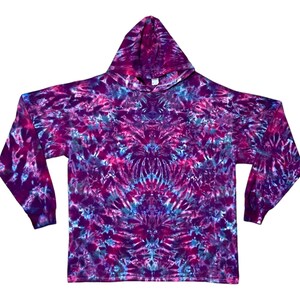 tie dye lightweight long sleeve hoodie shirt, small medium large XL 2X 3X, hooded t-shirt, pink purple blue blotter, Ruby Waves, hippie shirt, handmade gift, hand dyed gift, fathers day gift, birthday gift, psychedelic circus, trippy ice dye