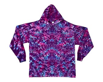 Tie Dye Lightweight Hoodie Shirt | Ruby Waves | Pink Purple Blue Blotter | Hooded Long Sleeve T-Shirt | small medium large XL 2X 3X