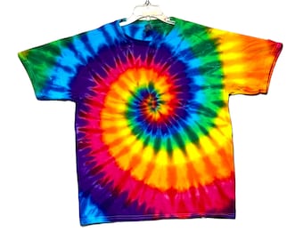 Rainbow TIE DYE Youth Shirt Rainbow Pinwheel Tye Dye Kid sizes 2-4T xs 6-8 Small 10-12 Medium 14-16 Large childrens handmade Psychedelic T