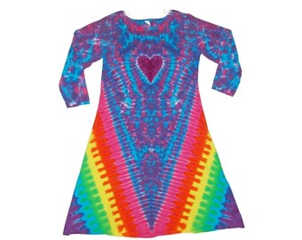 Minti Sketched Heart Tie Dye Dress - Aqua main image 1