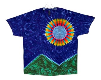 Tie Dye Shirt | Moon & Mountains | Handmade | Short Sleeve T-Shirt | Small Medium Lg XL 2X 3X 4X 5X 6X | Unisex | Plus | Tall | Women's