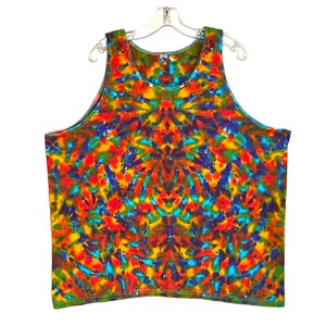 Tie Dye Tank Top Psychedelic Regenbogen Blotter Scrunch tye dye Kunst Erwachsene kleine mittlere große xl 2X 3X handgemachtes ärmelloses Hippie-Deadheadoberteil