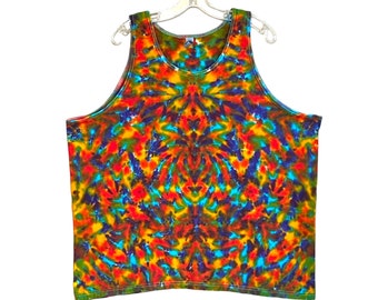 Tie Dye Tank Top Psicodélico Rainbow Blotter Scrunch tye Dye Art Adulto pequeno médio grande xl 2X 3X feito à mão hippie deadhead top sem mangas