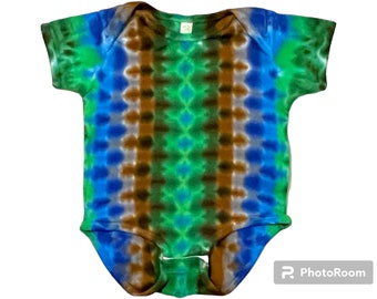 TIE DYE Baby Bodysuit Green DNA Romper Creeper Infant sizes newborn 6 12 18 24 Months handmade baby outfit shower handmade gift Psychedelic