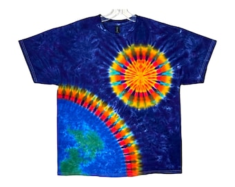Tie Dye Shirt | Rainbow Earth Sun Space | Handmade | Short Sleeve T-Shirt | Small Med Lg XL 2X 3X 4X 5X 6X | Unisex | Plus | Tall | Women's