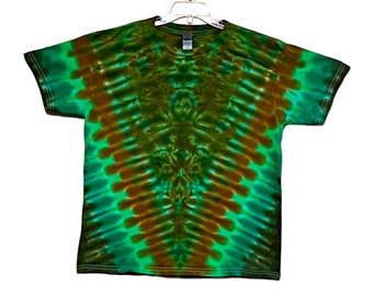 TIE DYE Camicia per bambini Jungle Green V Blotter Tye Dye Youth T Shirt taglie 2-4T xs 6-8 Small 10-12 Medium 14-16 Large per bambini fatti a mano