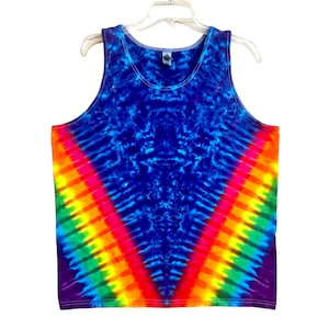 Tie Dye Tank Top Psychedelische Lapis & Rainbow Pinwheel V Blotter Mannen Tye Dye Tank sm med lg xl 2X 3X handgemaakte hippie art boho T/T