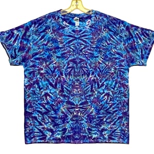 Psychedelic Tie Dye Shirt Gemmy Purple & Blue Blotter handmade Tye Die short sleeve Adult T-Shirt Small Medium Large XL 2X 3X 4X 5X 6X
