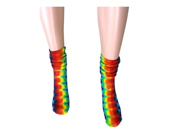 Rainbow Tie Dye Bamboo Socks: Handmade Hippie Boho Style