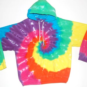 Tie Dye Hoodie | Rainbow Neon Spiral swirl | Hand Dyed Hooded Pullover Sweatshirt | Small Medium Large XL 2X 3X 4X 5X | Psychedelic Circus