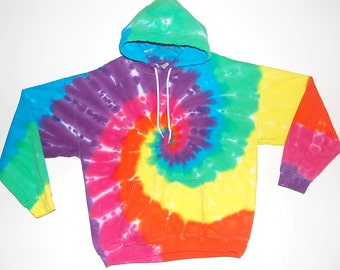 Tie Dye Hoodie | Rainbow Neon Spiral swirl | Hand Dyed Hooded Pullover Sweatshirt | Small Medium Large XL 2X 3X 4X 5X | Psychedelic Circus