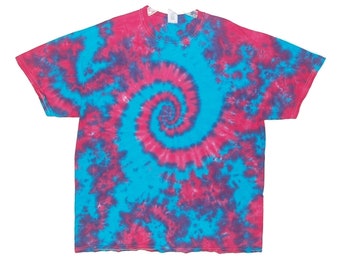 Tie Dye Shirt Hot Pink & Turquoise Spiral Fractal Blotter Psychedelic Adult T-shirt small medium large XL 2X 3X 4X 5X 6X handmade art