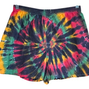 Tie Dye Boxer Shorts | Red Gold Green Rasta Spiral | Men&#39;s Underwear | Small Medium Large XL |  Handmade Shorts | Psychedelic Circus