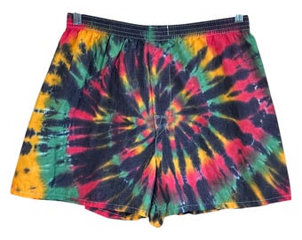 Boxer Tie Dye / Spirale Rasta Rosso Oro Verde / Intimo Uomo / Small Medium Large XL / Pantaloncini Fatti a Mano / Circo Psichedelico