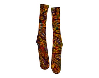 Tie Dye Socks | Fall Vibes Blotter | Bamboo Knit Material | Men & Women Sizes | Handcrafted Psychedelic Art | Festival Hippie Fashion