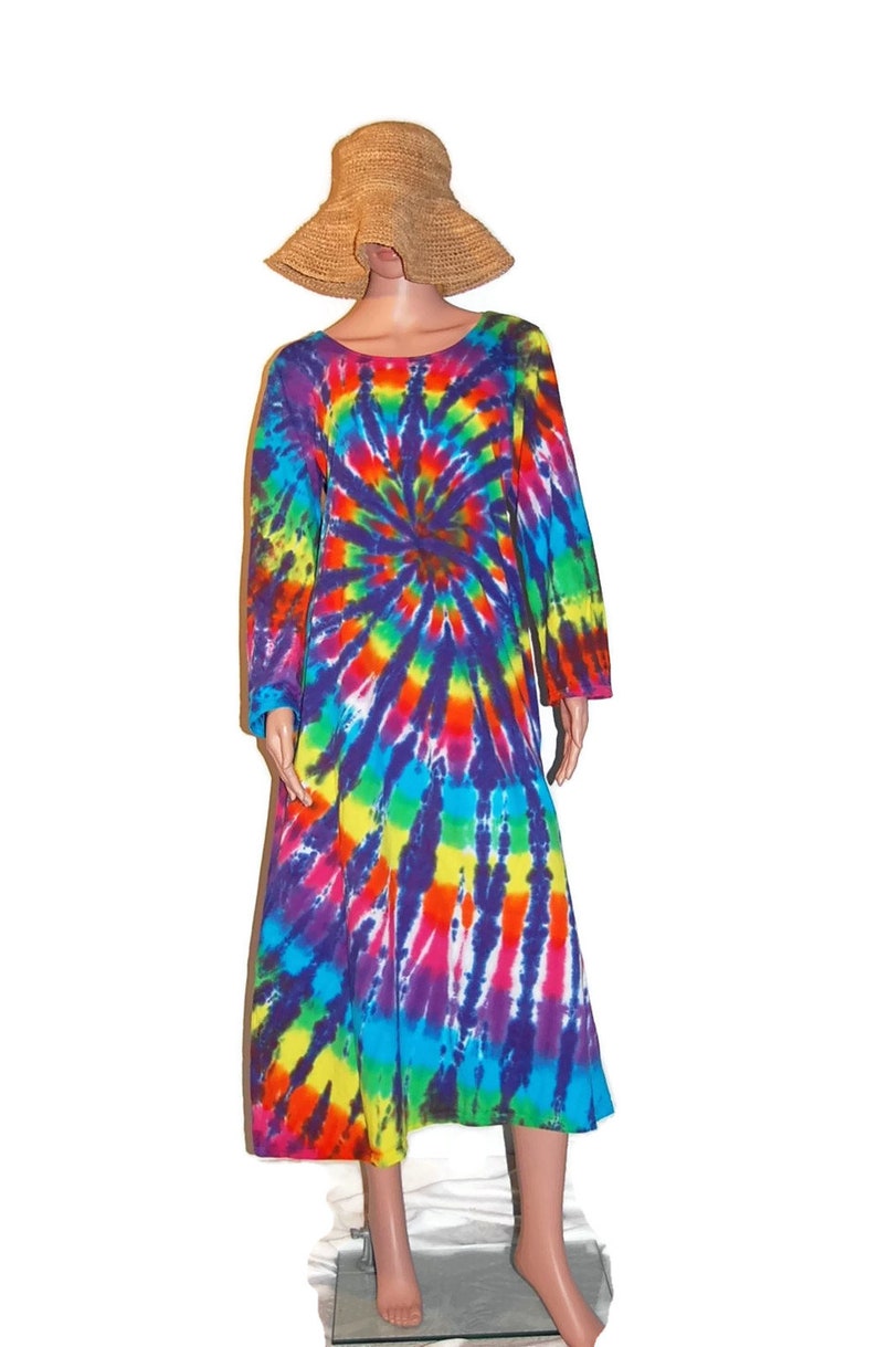 TIE DYE Dress Double Neon Rainbow Grateful Dead Tye Dye Long Sleeve Women/'s Dress hippie gypsy boho sm med lg xl 2X 3X