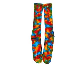 Tie Dye calzini Rainbow Blotter scrunch Tye Dye bambù calzini uomo donna fatto a mano hippie boho tinto a mano zingaro psichedelico circo arte ooak