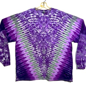 Tie Dye Shirt | Purple Moon V Blotter Scrunch | Long Sleeve Handmade T-Shirt | small medium large XL 2X 3X 4X 5X 6X | Psychedelic Circus