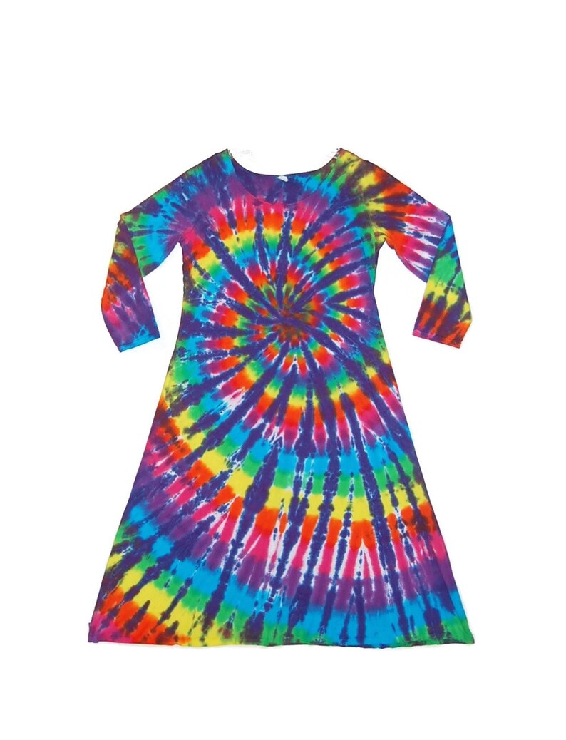 TIE DYE Dress Double Neon Rainbow Grateful Dead Tye Dye Long Sleeve Women/'s Dress hippie gypsy boho sm med lg xl 2X 3X