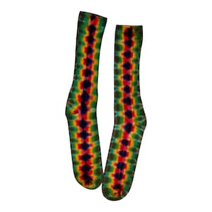 Tie Dye Socks | Rasta DNA Honeycomb Design | Comfy Bamboo Knit | Men & Women Sizes | Reggae Fashion | Handcrafted Psychedelic Art
