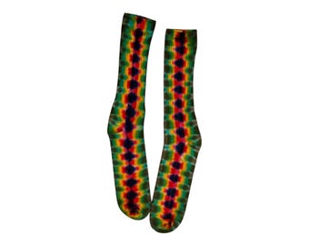 Tie Dye Socks | Rasta DNA Honeycomb Design | Comfy Bamboo Knit | Men & Women Sizes | Reggae Fashion | Handcrafted Psychedelic Art