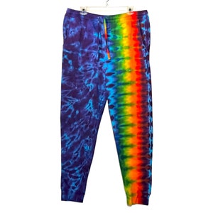 Tie Dye Sweatpants Rainbow DNA honeycomb purple blue Blotter art Fleece Joggers Adult small medium large XL 2XL hippie Psychedelic Circus