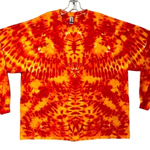 Tie Dye Shirt | Fire Phoenix Blotter Scrunch | Long Sleeve Handmade T-shirt | small medium large XL 2X 3X 4X 5X 6X | Psychedelic Circus