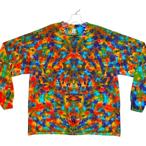 Tie Dye Shirt | Rainbow Blotter Scrunch | Long Sleeve Handmade T-Shirt | small medium large XL 2X 3X 4X 5X 6X | Psychedelic Circus