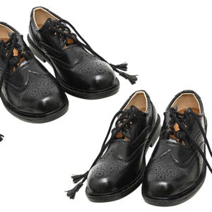 Herren handgefertigte schottische schwarze echte Leder Ghillie Brogues Schuhe