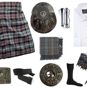Men&#39;s Scottish 11 Pieces Antique Stag Head Sporran Kilt Outfit Wedding Kilt Set Available in Various 45+ Tartan Colors