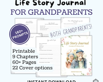 Diario de la historia de vida para abuelos, libro de recuerdos imprimible