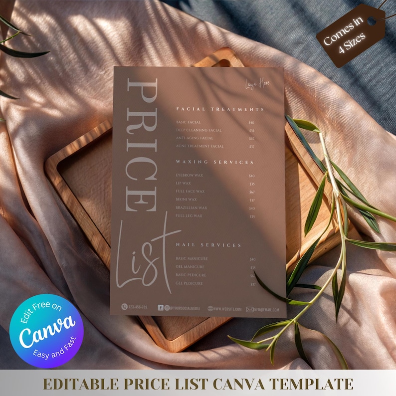Minimalist Beauty Salon Price List Template: Editable Service Menu (Canva) image 1