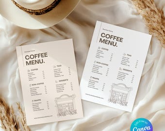 Editable Coffee Shop Menu Template, Modern Price List (Digital Download)