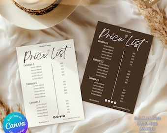 Beauty Salon Price List Template: Modern Minimalist Service Menu (Canva Editable)