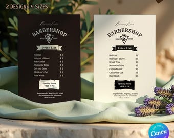 Barbershop Price List Template: Modern Service Menu (Canva, Digital Download)