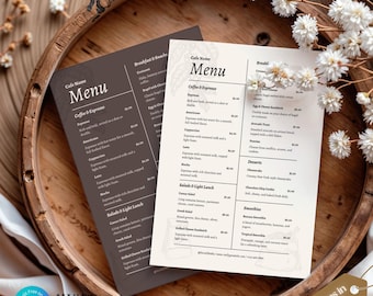 Modern Cafe Menu Template  Editable Canva Coffee Shop Price List & Barista Services Menu