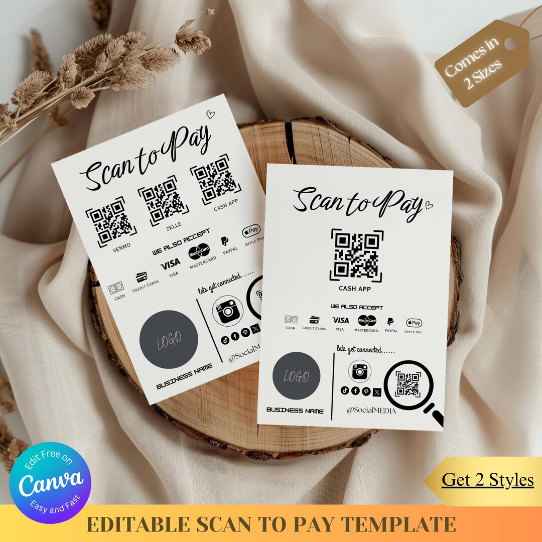 Minimalist Scan to Pay Sign for Business | Editable Payment Sign ...