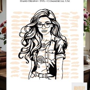 Ariel, Little Mermaid, Disney Inspired, Hipster, Hand Drawn, SVG