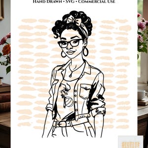 Tiana, Disney Inspired, Disney Princess, Hipster, Hand Drawn, SVG