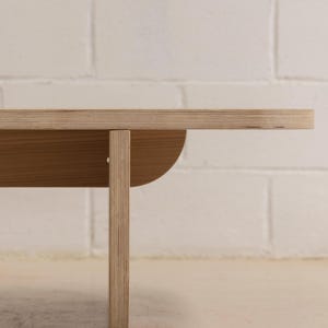 JUDD Coffee Table - Natural Oak Finish. Mid-century designer furniture. Minimalist Japandi-style bench.