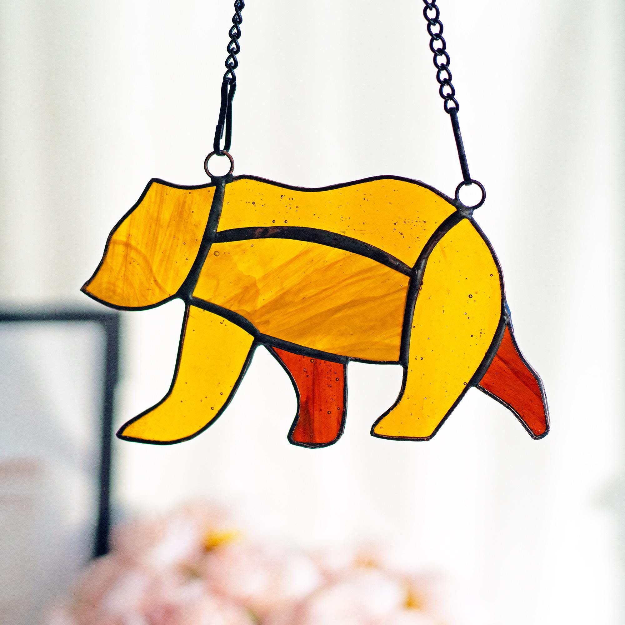 Bear Stained Glass Sun Catcher Window Hangings Christmas Gift Home Wall ...