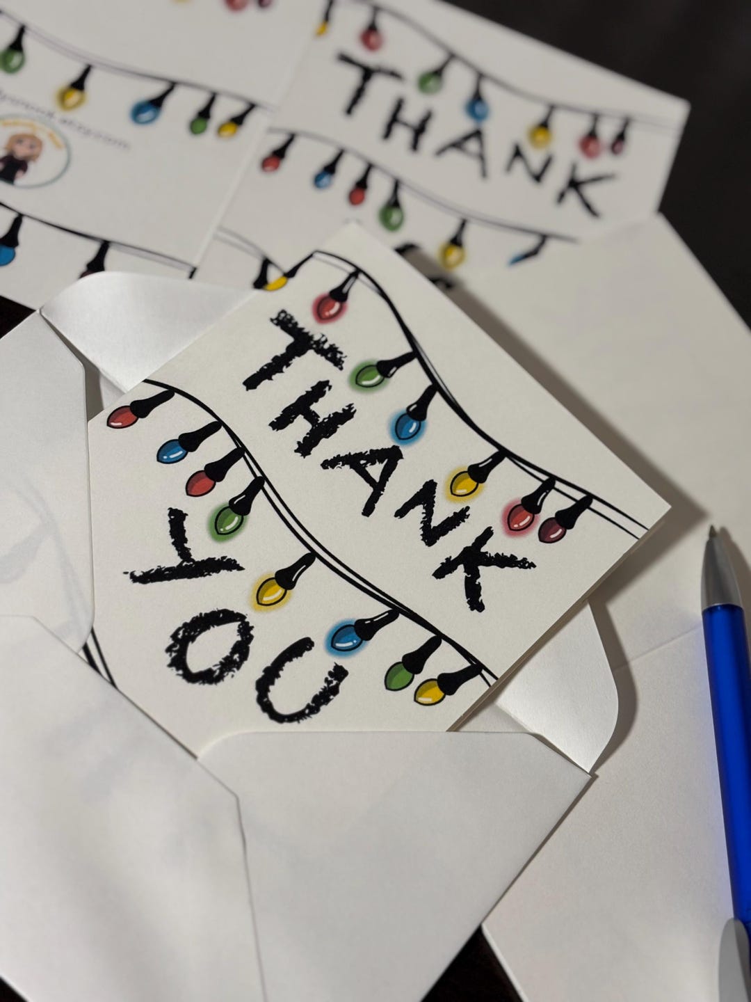String Notebook Thank Thank You Card, String Lights, Foldable - Etsy