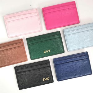 Tarjetero de cuero fino de lujo, tarjetero de cuero genuino, billetera fina para tarjetas, billetera de cuero personalizada, regalo para él/ella, obsequios de boda