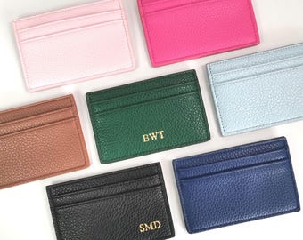 Tarjetero de cuero fino de lujo, tarjetero de cuero genuino, billetera fina para tarjetas, billetera de cuero personalizada, regalo para él/ella, obsequios de boda