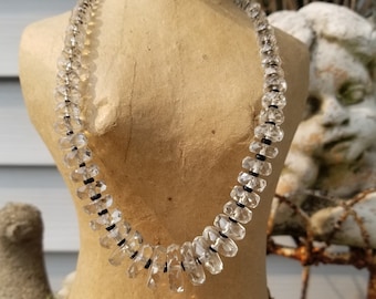 Vintage Art Deco Crystal and Black Choker Necklace