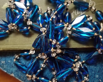 Gorgeous Vintage Art Deco Blue Czech Glass Flapper Beads for Your Jewelry Creations