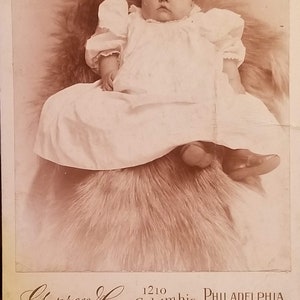 Victorian CDV of Chubby Baby on Fur Covered Chair, Victorian Cabinet Card of Baby Hidden Mother image 6